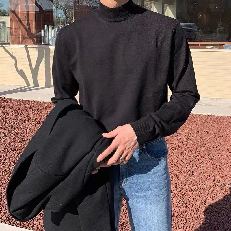 Suéter de Invierno para Hombre Estilo Coreano con Cuello Mock
