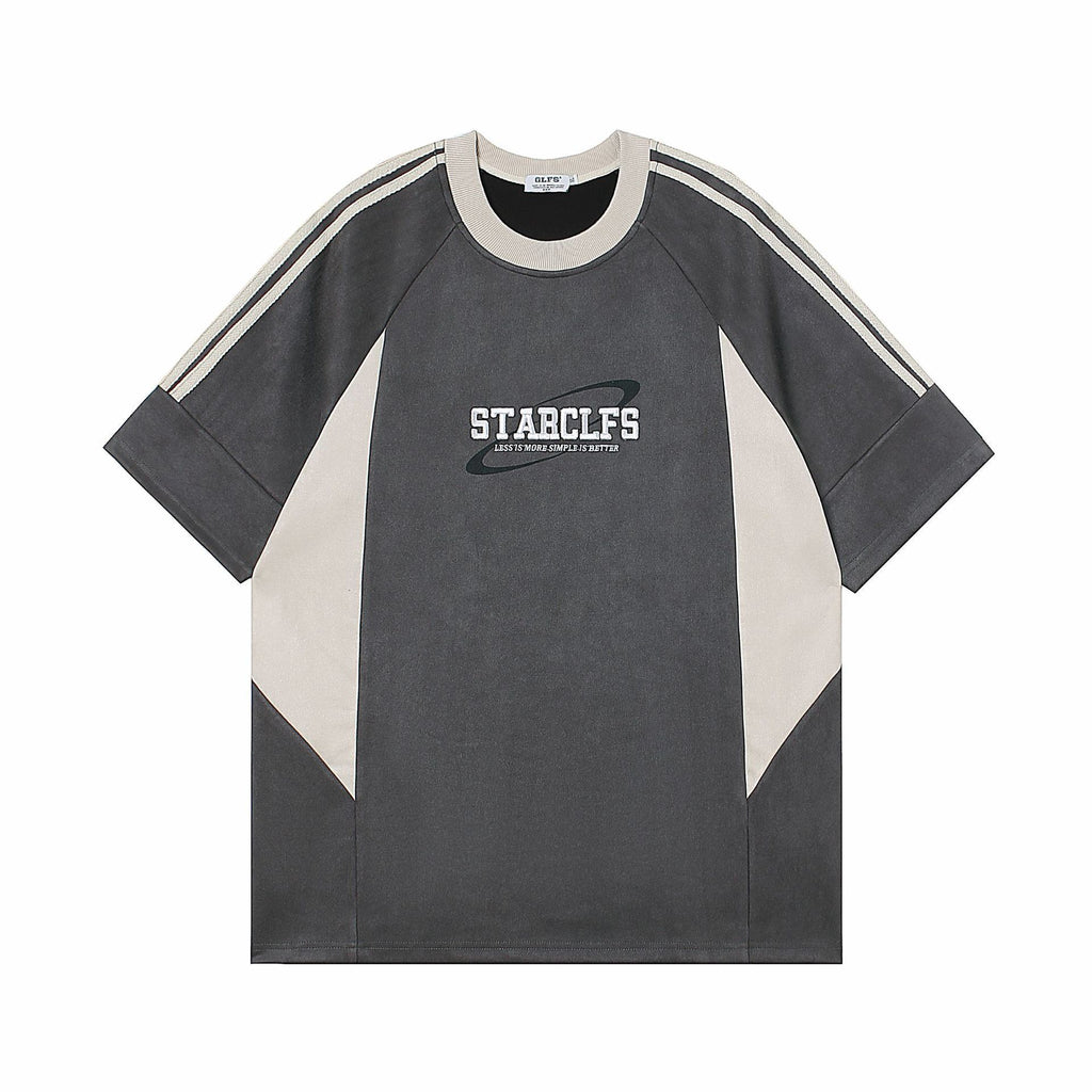 Camiseta holgada de manga corta para hombre con diseño de letras bordadas