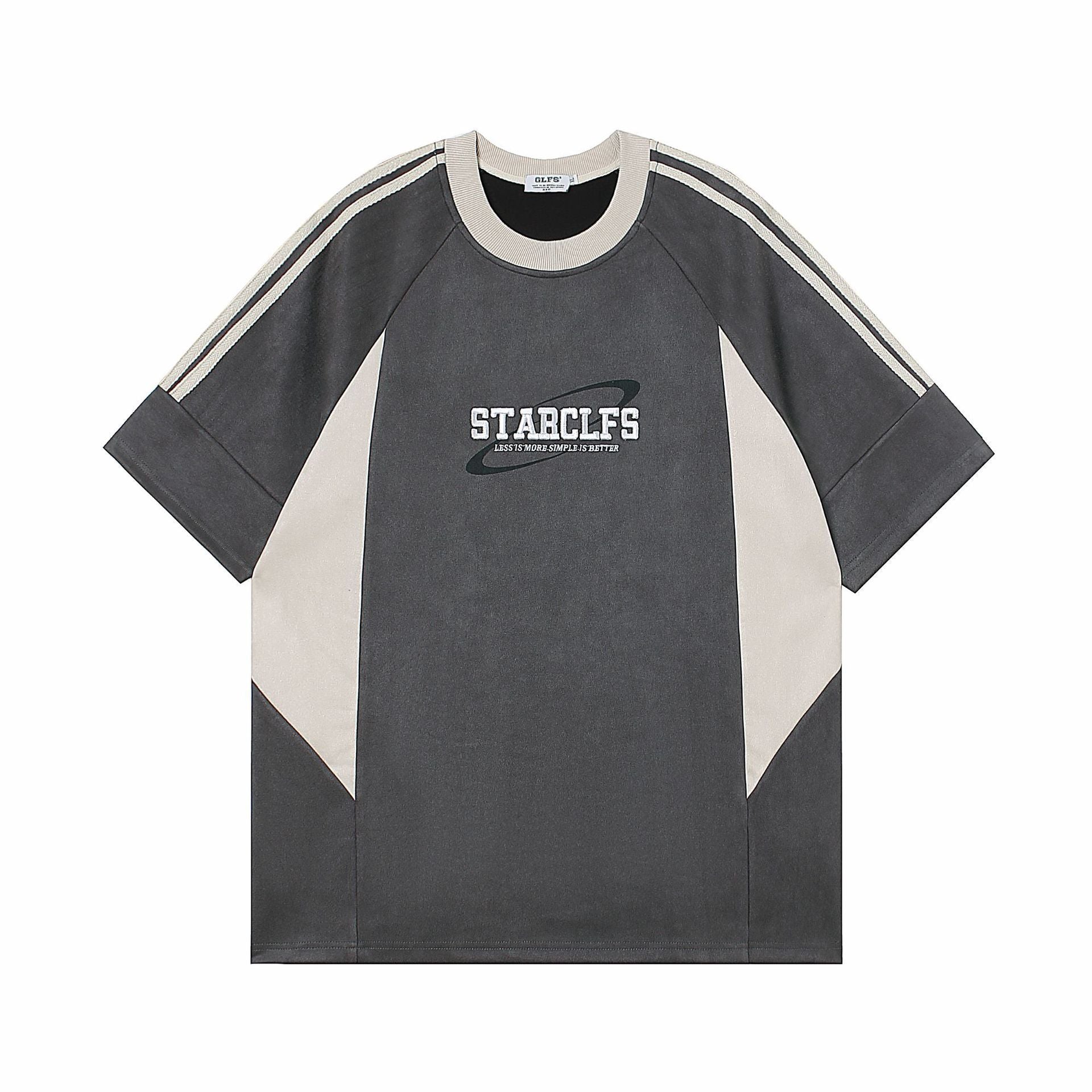 Camiseta holgada de manga corta para hombre con diseño de letras bordadas