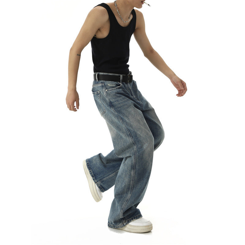 Jeans rectos y holgados para hombre – Moda retro americana