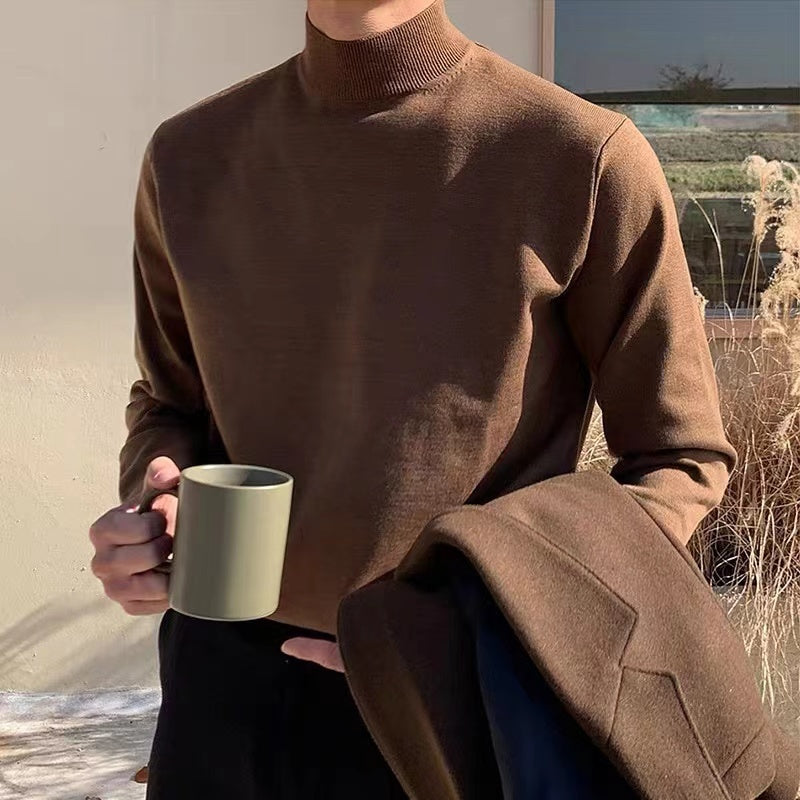 Suéter de Invierno para Hombre Estilo Coreano con Cuello Mock
