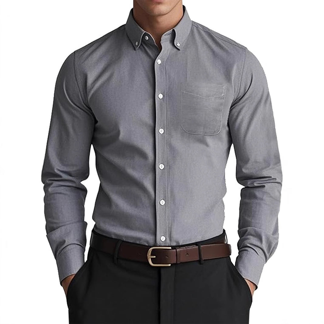 Camisa  casual de color puro para hombre
