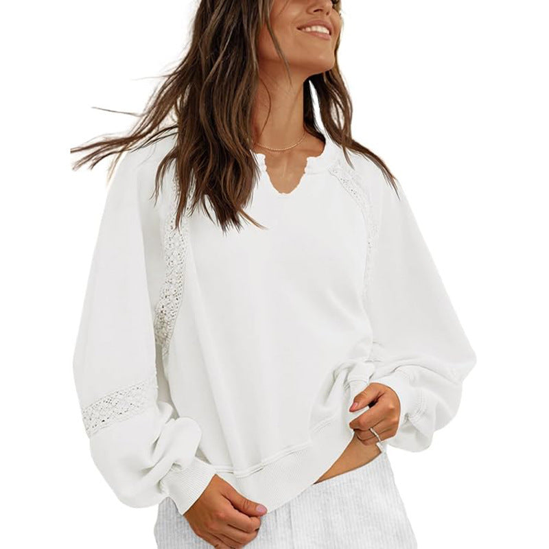 Blusa Suéter Glam – Estilo Casual y Detalles de Encaje
