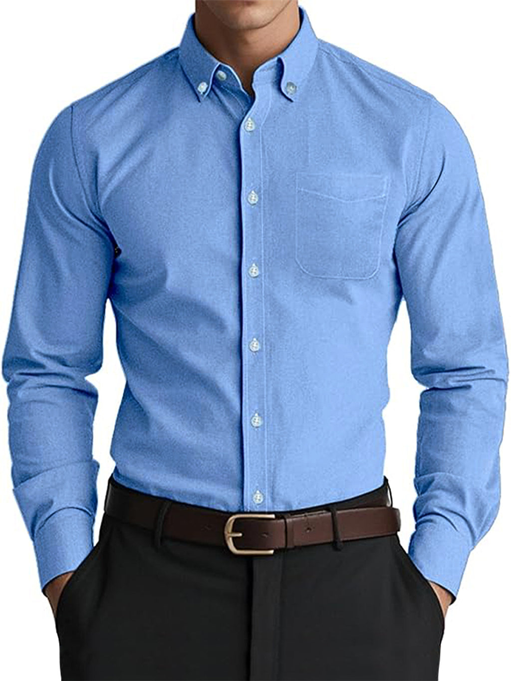 Camisa  casual de color puro para hombre