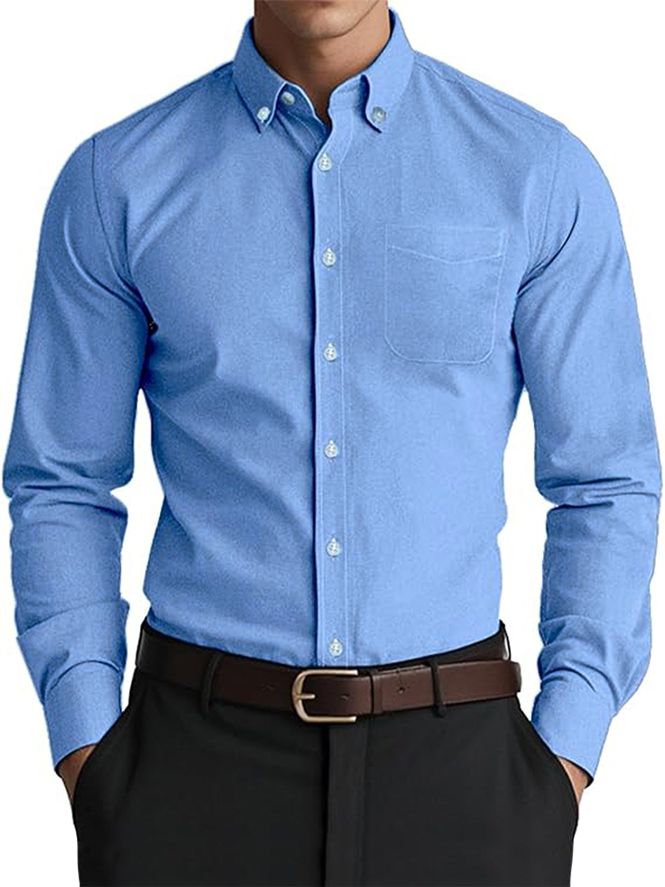 Camisa  casual de color puro para hombre