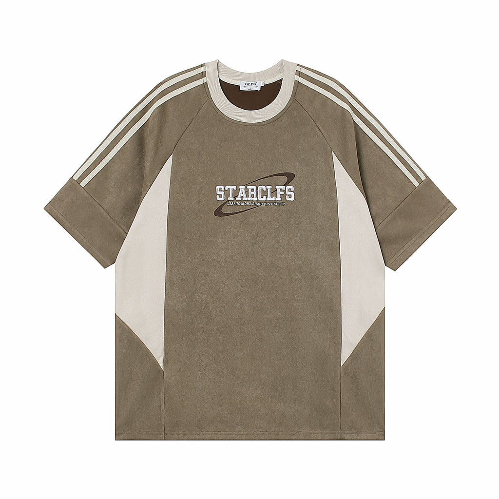 Camiseta holgada de manga corta para hombre con diseño de letras bordadas