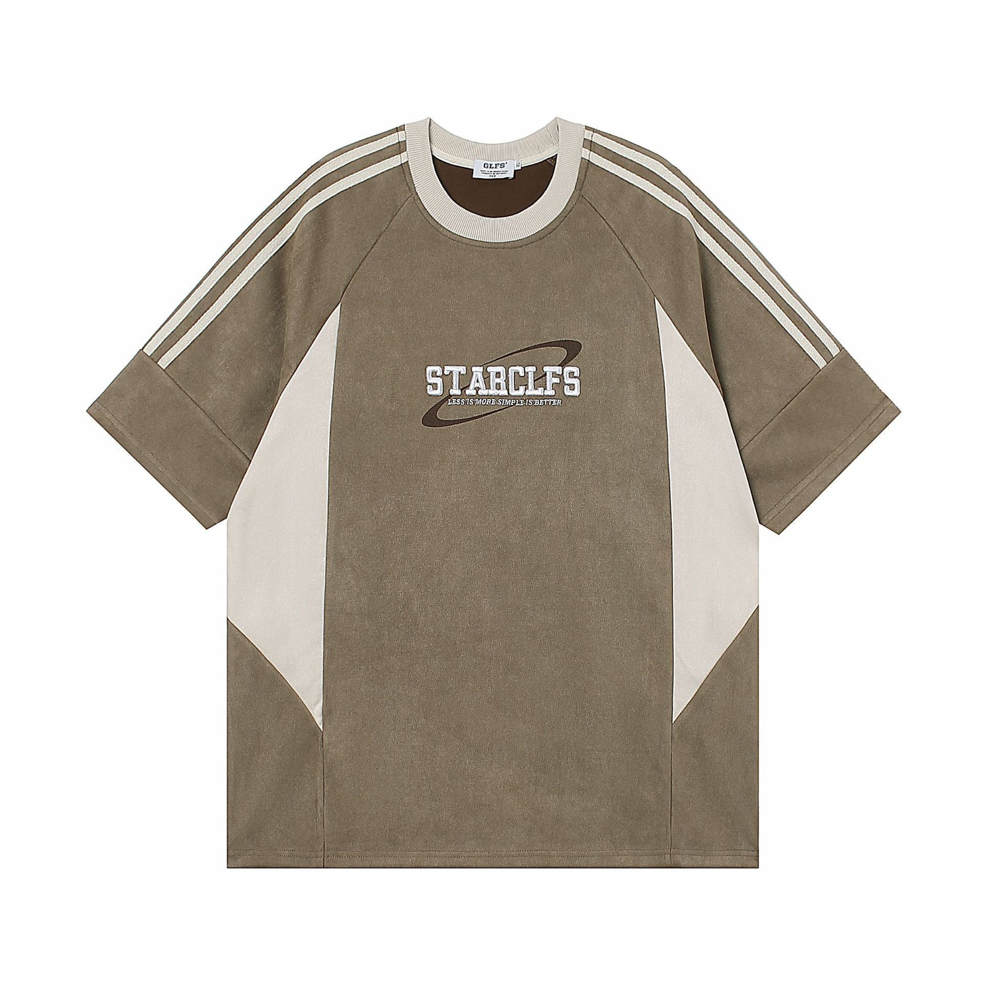 Camiseta holgada de manga corta para hombre con diseño de letras bordadas