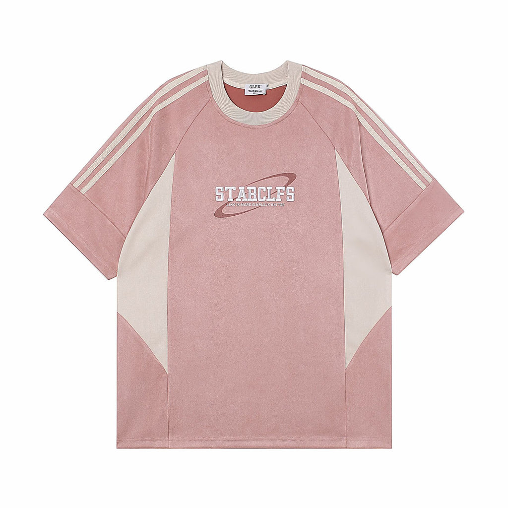 Camiseta holgada de manga corta para hombre con diseño de letras bordadas