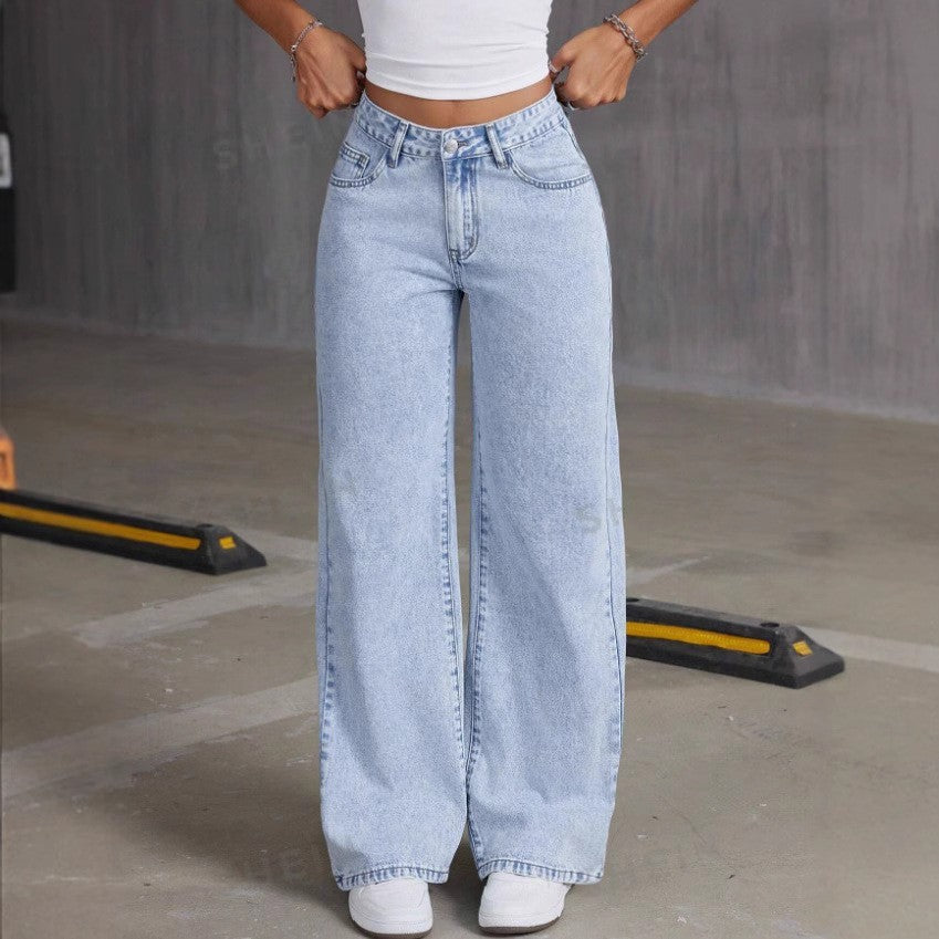 Jeans de moda femenina – Corte straight suelto con detalles bordados