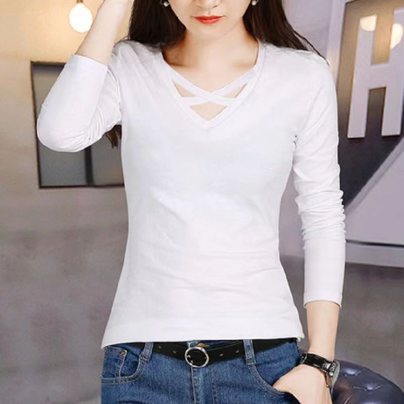 Blusa cruzada de manga larga con escote en V – Estilo elegante y cómodo