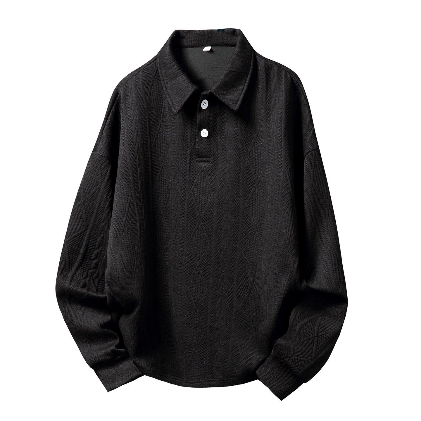 Suéter Texturizado con Cuello Tipo Polo para Hombre – Otoño Moderno