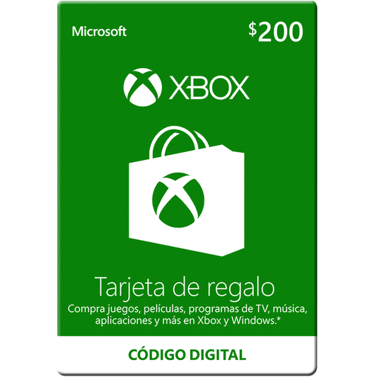 Tarjeta de regalo de xbox