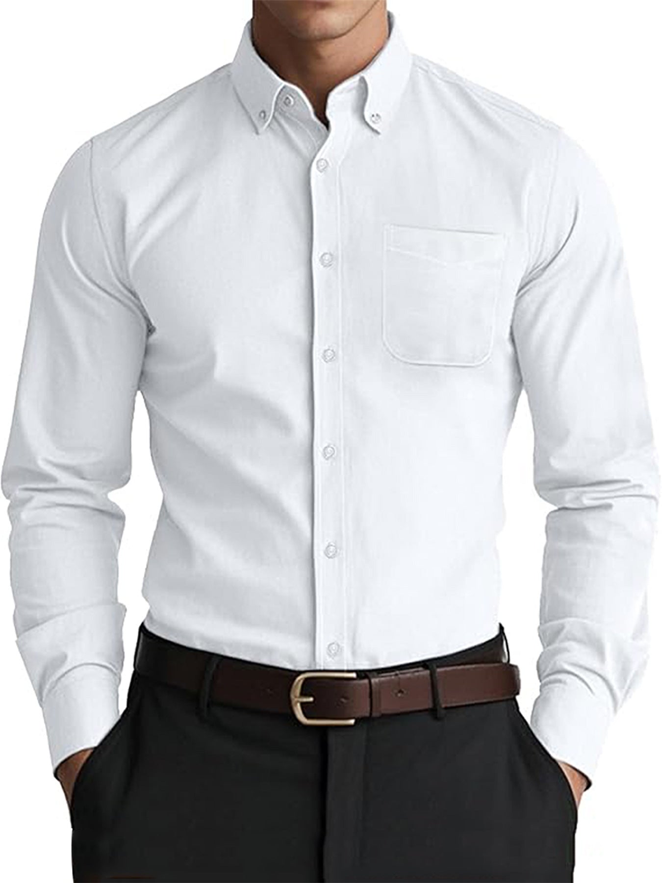 Camisa  casual de color puro para hombre