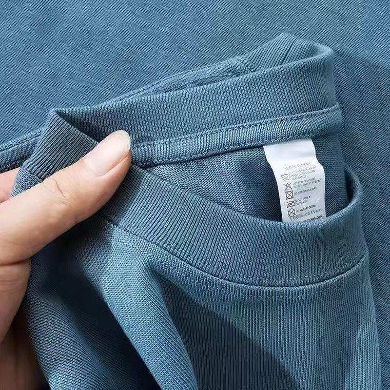 Camisa de algodón con cuello redondo