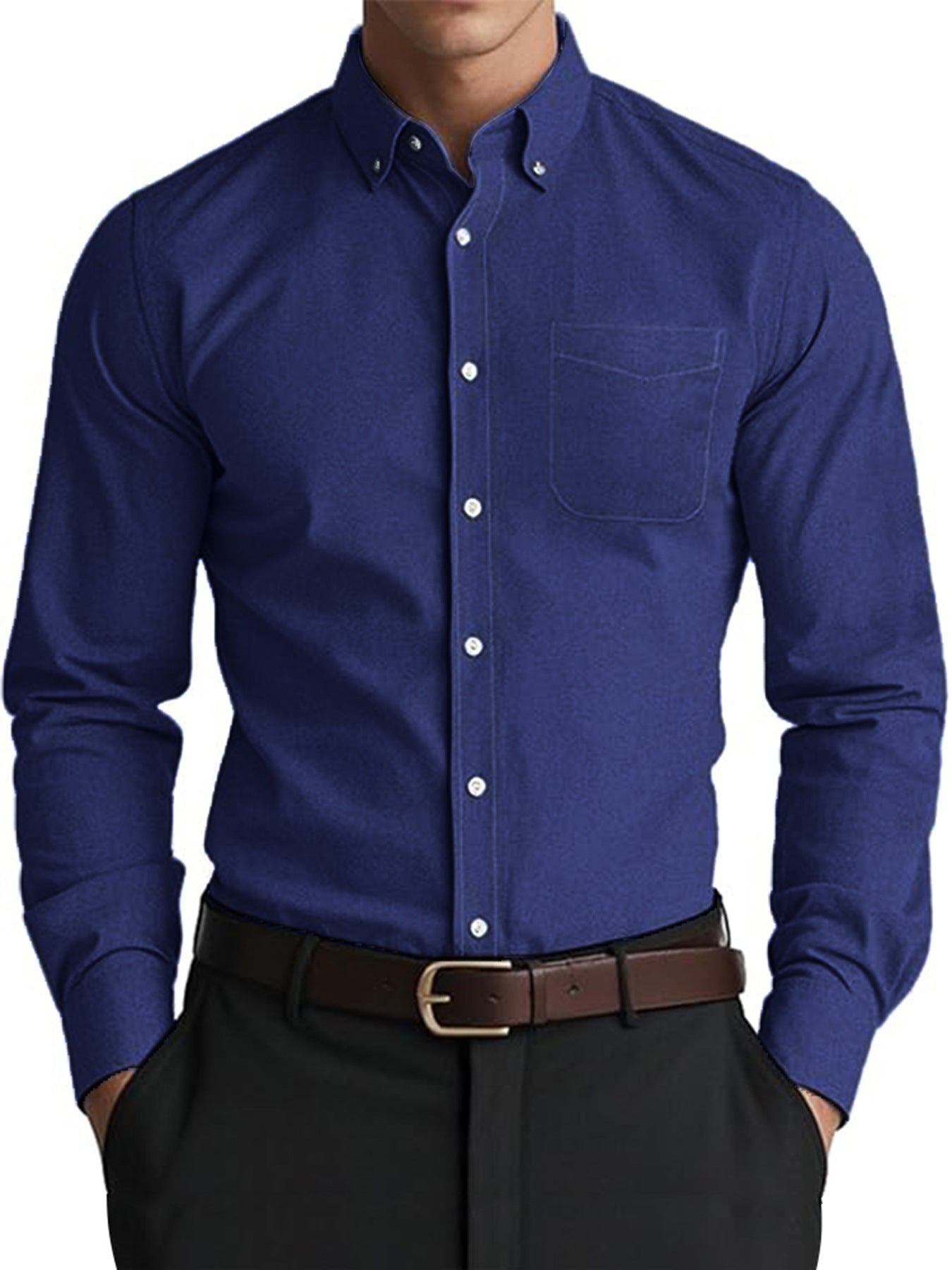 Camisa  casual de color puro para hombre