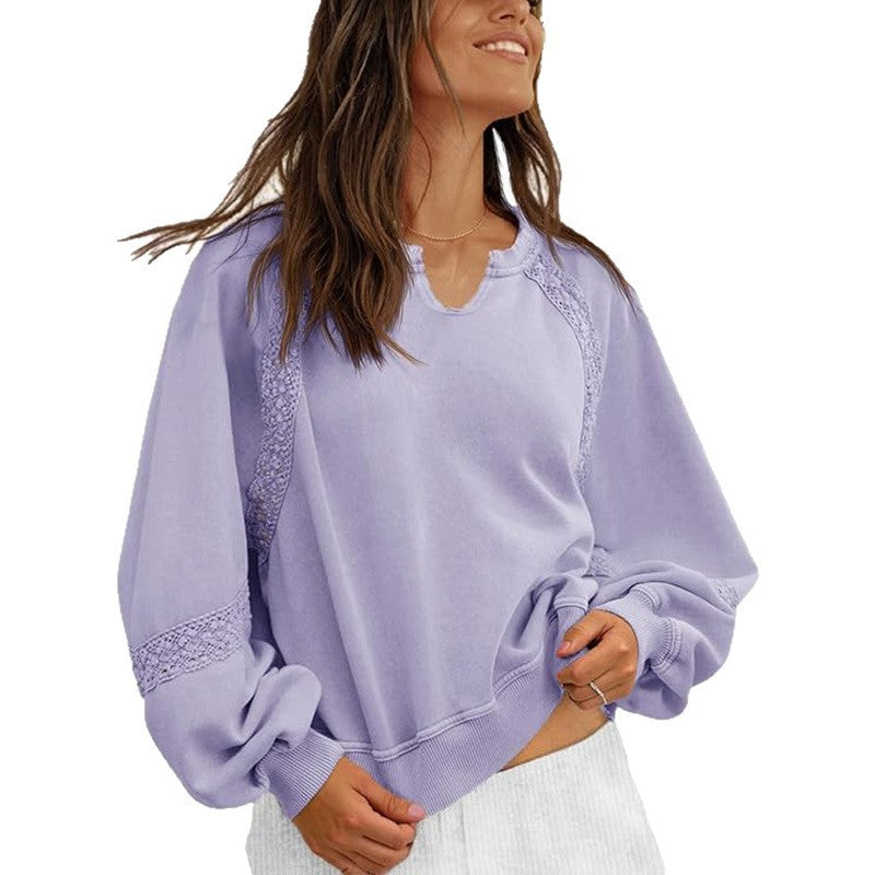 Blusa Suéter Glam – Estilo Casual y Detalles de Encaje
