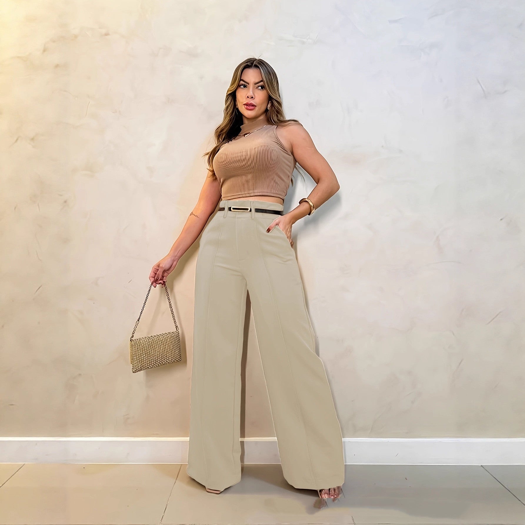 Pantalones rectos de corte estrecho, informales y pequeños