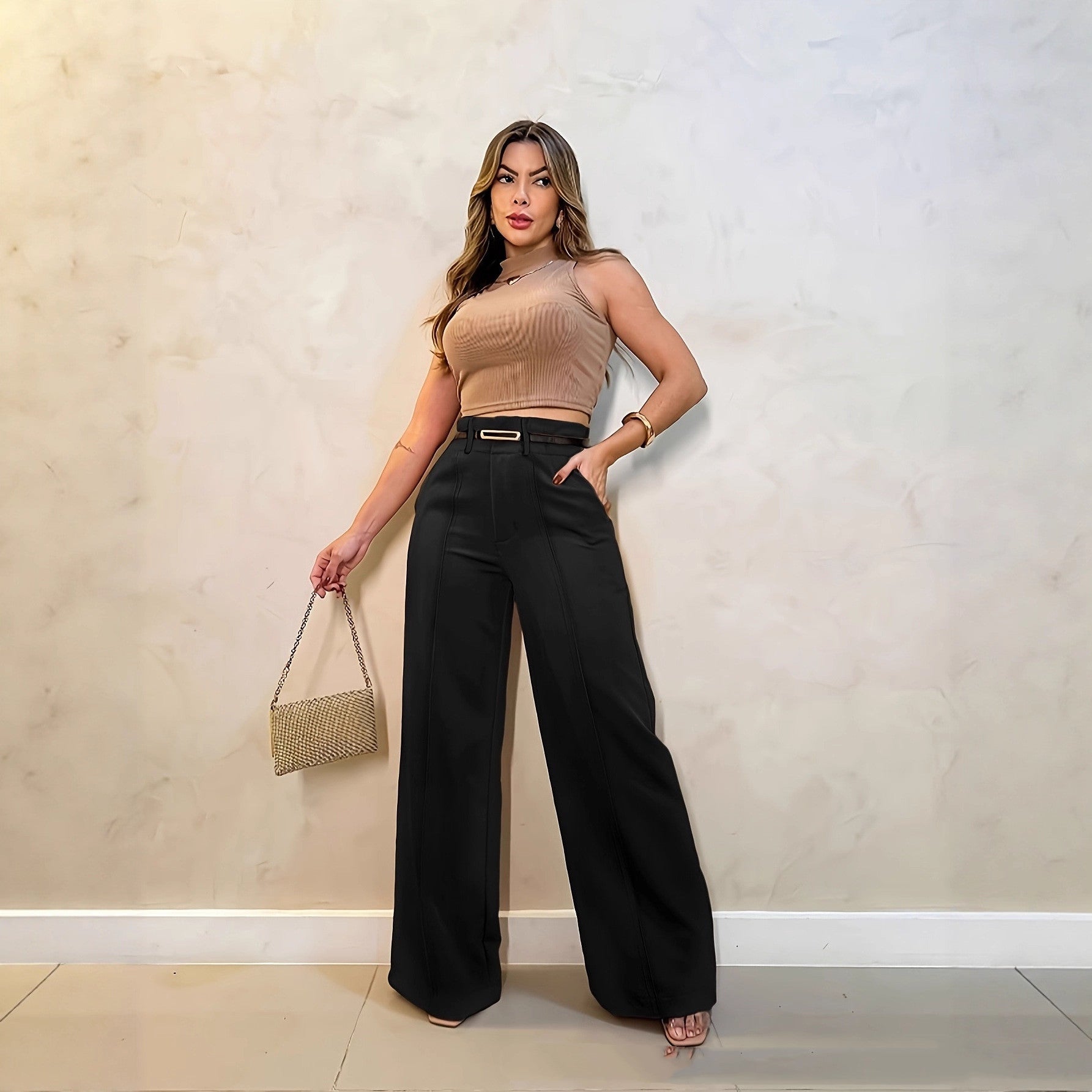Pantalones rectos de corte estrecho, informales y pequeños