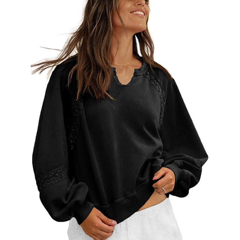 Blusa Suéter Glam – Estilo Casual y Detalles de Encaje