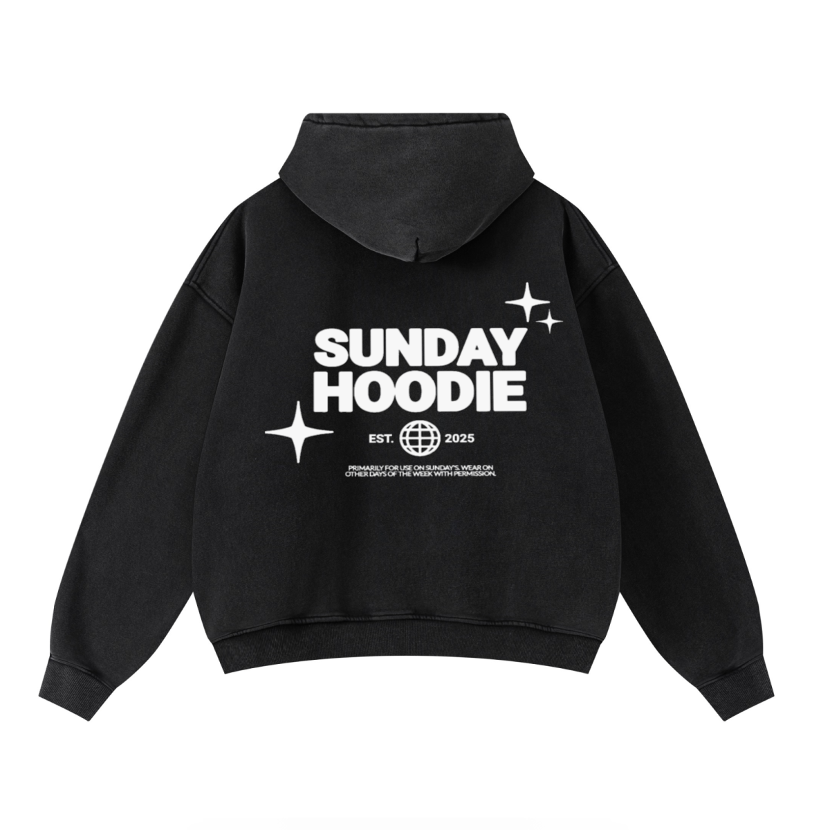 355GSM Drop Shoulder Heavyweight Boxyfit Washed Fleece Hoodie Vintage Black