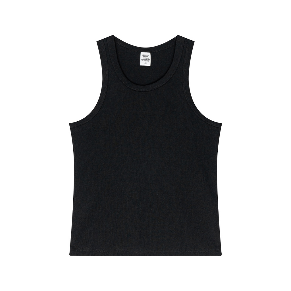 315GSM Vintage Soft-Stretch Ribbed Tank Top Black