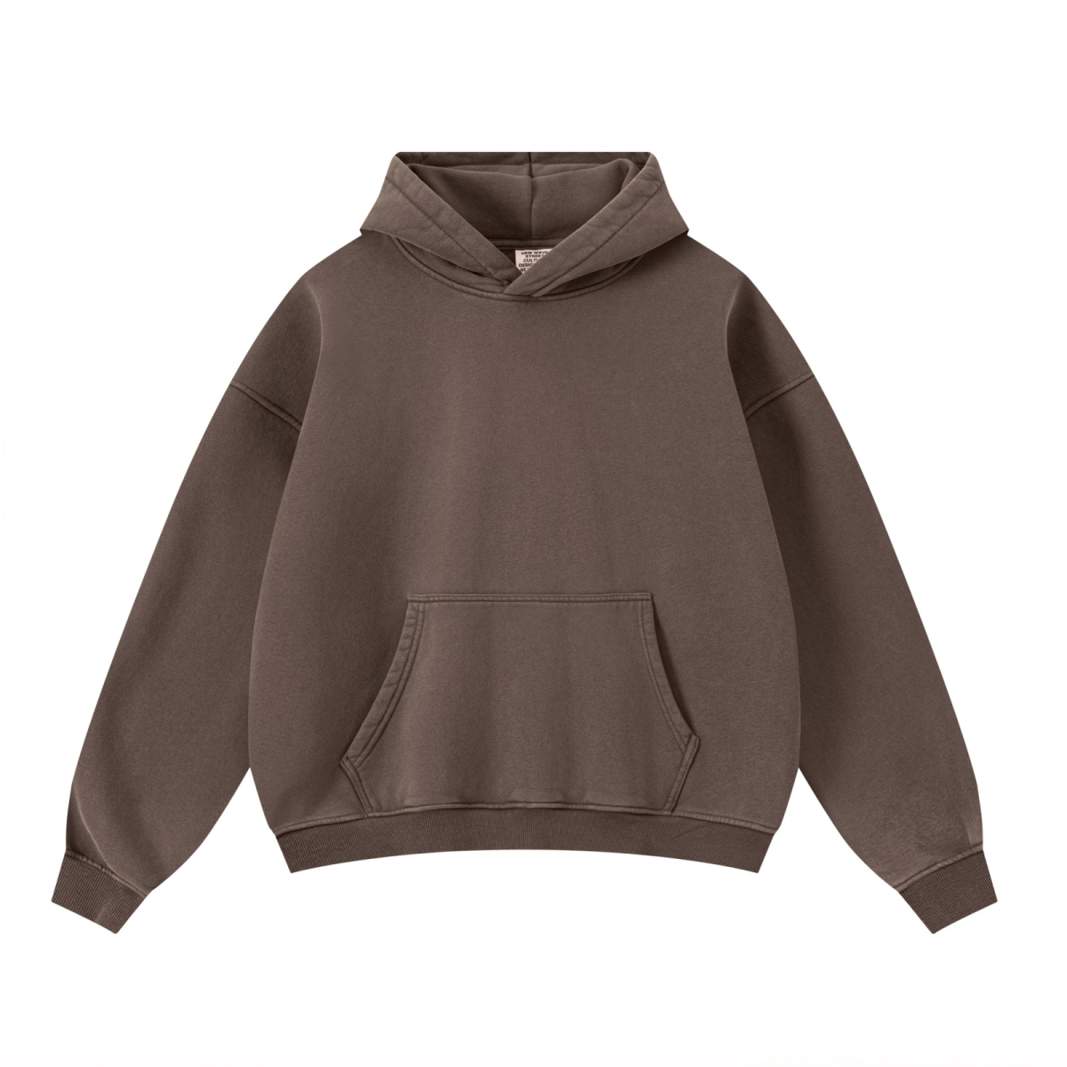 355GSM Drop Shoulder Heavyweight Boxyfit Washed Fleece Hoodie Vintage Dark Brown
